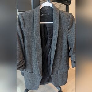 Zara Woman Charcoal Herringbone Blazer